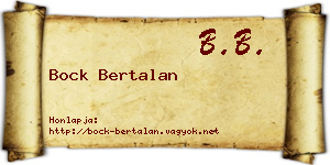 Bock Bertalan névjegykártya